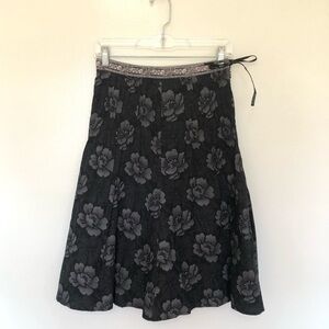 Weekend MaxMara Skirt Pleated A-Line Floral Black Grey 2